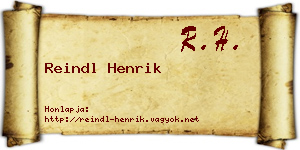 Reindl Henrik névjegykártya